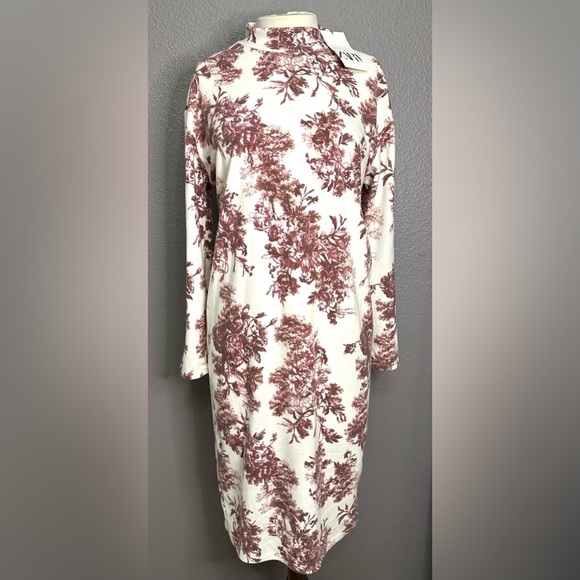 NEW, ZARA Women’s Mock Neck Oversized Relaxed Fit Tunic Sweater Dress Cream - Picture 1 of 15